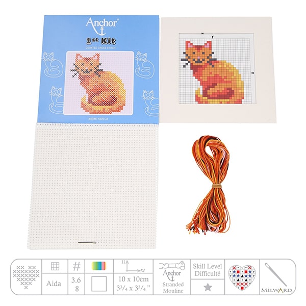 set broderie copii anchor pisica cat